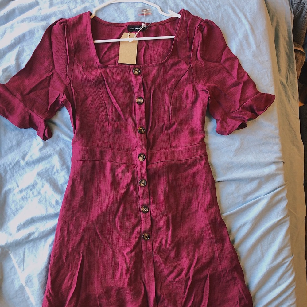 Lulus Button Down Maroon Dress